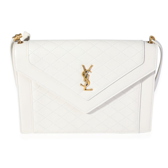 Saint Laurent Handbags - Saint Laurent Blanc Vintage Quilted Lambskin Gaby Flap Bag